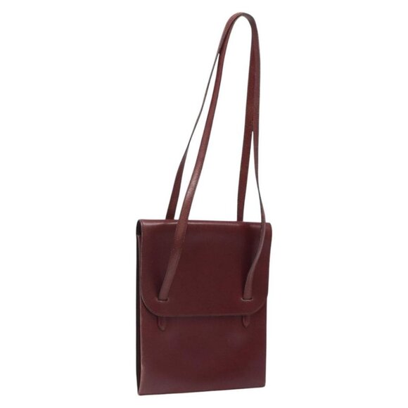 HERMES Shoulder Bag Leather Red Auth bs24478 - Picture 1 of 16